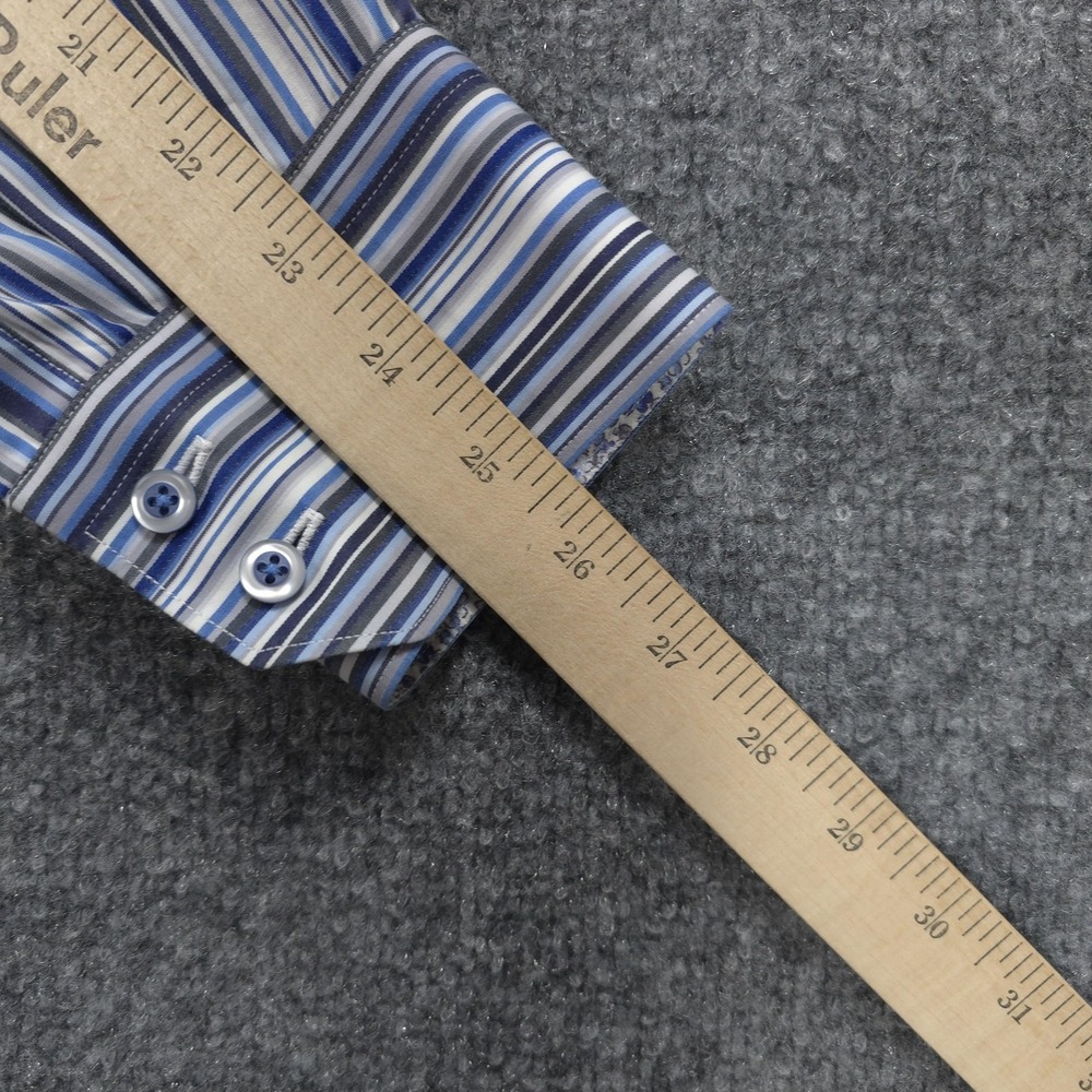 Robert Graham Shirt Mens M Blue Stripe Floral Contrast Flip Cuff Casual Preppy‎ - Picture 14 of 14